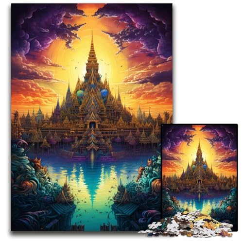 Puzzle mit 1000 Teilen für Erwachsene Großer Palast von Thailand Holzpuzzle für Erwachsene Muttertag Geburtstag Weihnachten 1000 PCS (75 x 50 cm) von ABKXDMZK