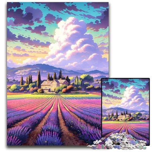 Puzzle mit 1000 Teilen für Erwachsene Lavendelfelder in der Provence Frankreich Puzzle für Erwachsene Teenager Paare und Freunde zum Geburtstag Weihnachten 1000 Teile (38 x 26 cm) von ABKXDMZK