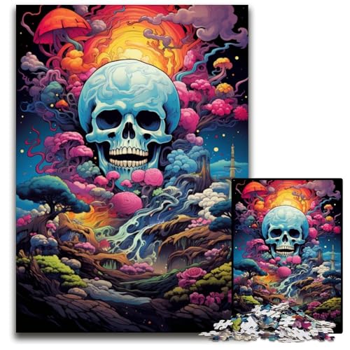 Puzzle mit 1000 Teilen für Erwachsene japanische Farb Totenkopf Puzzles für Erwachsene Teenager Paare und Freunde zum Geburtstag Weihnachten 1000 Teile (75 x 50 cm) von ABKXDMZK
