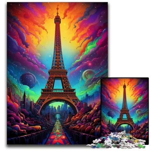 Puzzle mit 1000 Teilen für Erwachsene mit Eiffelturm Motiv aus Holz Geburtstage und Feiertage 1000 Teile (75 x 50 cm) von ABKXDMZK