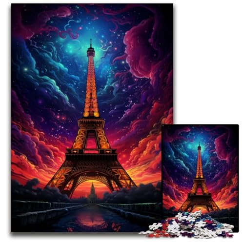 Puzzle mit 1000 Teilen für Erwachsene mit dem Eiffelturm aus Frankreich Holzpuzzle für Erwachsene Eltern Partner Freunde Alter: 1000 Teile (75 x 50 cm) von ABKXDMZK