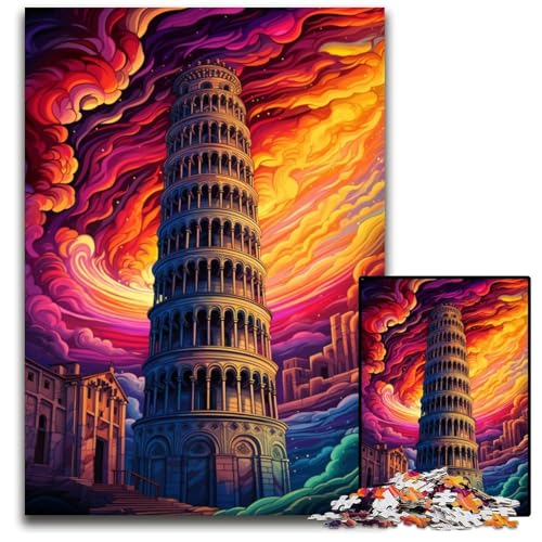 Schiefer Turm von Pisa Italien 1000 teiliges Puzzle für Erwachsene Unmögliches Puzzle für Erwachsene Kreatives Familienspiel & Heimdekoration Teenager 1000 PCS (38 x 26 cm) von ABKXDMZK