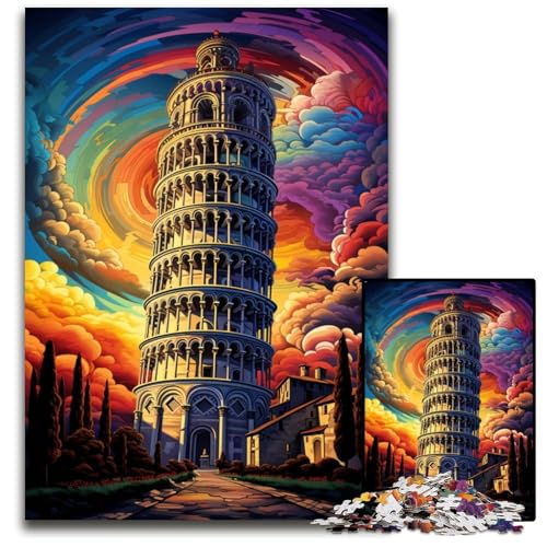Schiefer Turm von Pisa Italien Puzzle 1000 Teile Puzzle für Erwachsene anspruchsvolles Denkspiel entspannendes Spielzeug für Teenager 1000 Teile (38 x 26 cm) von ABKXDMZK