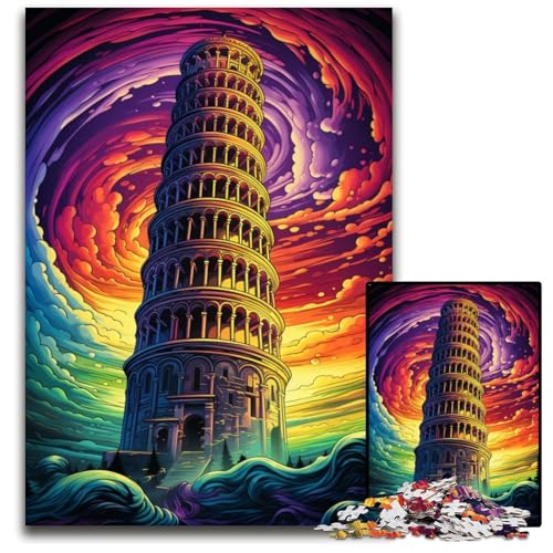 Schiefer Turm von Pisa Italien Puzzle 1000 Teile Puzzle für Erwachsene anspruchsvolles Denkspiel entspannendes Spielzeug für Teenager 1000 Teile (38 x 26 cm) von ABKXDMZK