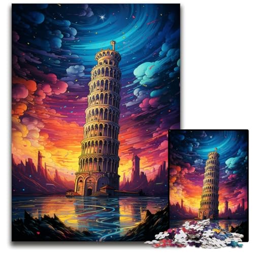 Schiefer Turm von Pisa Italien Puzzle 1000 Teile Puzzle für Erwachsene anspruchsvolles Denkspiel entspannendes Spielzeug für Teenager 1000 Teile (75 x 50 cm) von ABKXDMZK