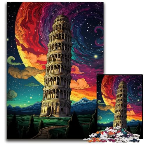 Schiefer Turm von Pisa Italien Puzzle 1000 Teile für Erwachsene Unmögliches Puzzle für Erwachsene Herausforderndes Denkspiel für Teenager Spaß für den Familienspieleabend 1000 Teile (75 x 50 cm) von ABKXDMZK