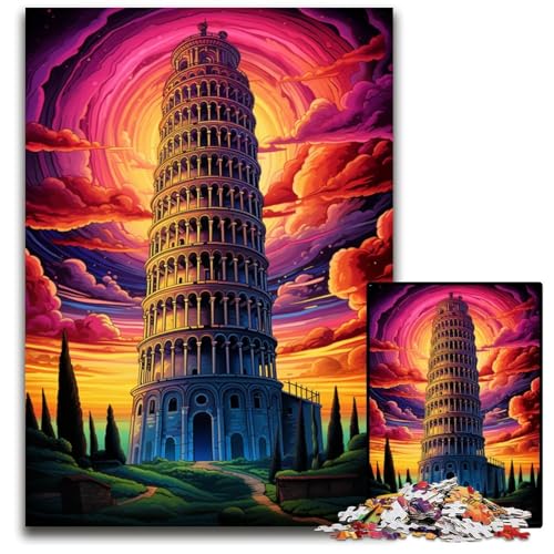 Schiefer Turm von Pisa Italien Puzzle 1000 Teile schwierige Puzzles für Erwachsene interaktives Familienspiel Gehirn Herausforderung Lernspielzeug 1000 Teile (75 x 50 cm) von ABKXDMZK