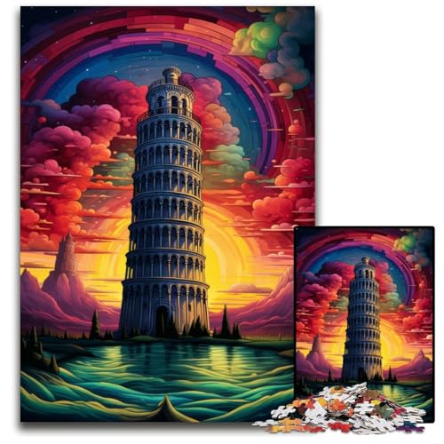 Schiefer Turm von Pisa Italien Puzzle 1000 Teile schwierige Puzzles für Erwachsene interaktives Familienspiel Gehirn Herausforderung Lernspielzeug 1000 Teile (75 x 50 cm) von ABKXDMZK