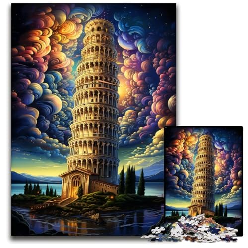 Schiefer Turm von Pisa Italien Puzzles für 1000 Teile Papierpuzzles Denkspiel für Teenager und Familieninteraktion 1000 Teile (38 x 26 cm) von ABKXDMZK