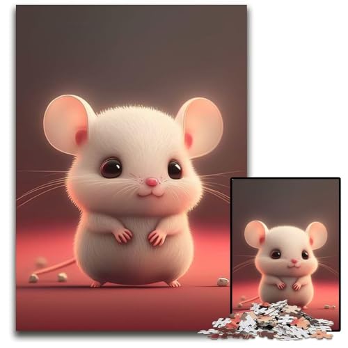 Weiße Maus 1000 teiliges Puzzle für Erwachsene Holzpuzzle für Erwachsene für Teenager Familienspieleabend hirnfordernde Geschenkidee 1000 Teile (75 x 50 cm) von ABKXDMZK