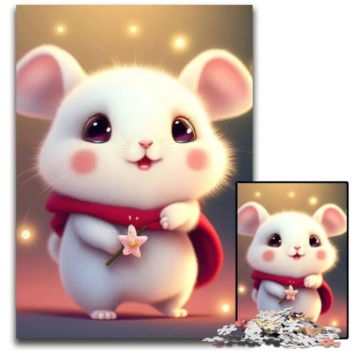 Weiße Maus Puzzle 1000 Teile Schwierige Puzzles für Erwachsene Interaktives Familienspiel Gehirn Herausforderung Lernspielzeug 1000 PCS (38x26cm) von ABKXDMZK