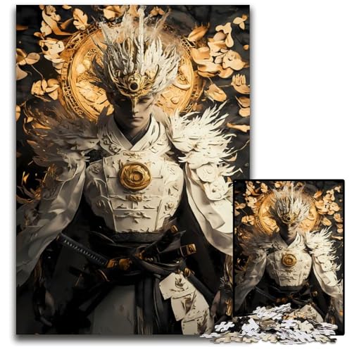 Weißer Samurai Krieger 1000 teiliges Puzzle Holzpuzzle für Erwachsene für Teenager und Familien perfekte DIY Dekoration und knifflige Herausforderung 1000 Teile (75 x 50 cm) von ABKXDMZK