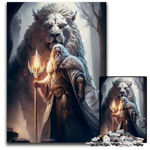 Weißes Puzzle „König der Löwen“ für Erwachsene 1000 Teile unmögliches Puzzle für Erwachsene Denkspiel für Teenager 1000 Teile (38 x 26 cm) von ABKXDMZK