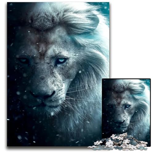 White Lion Snow Poster Puzzle für Erwachsene 1000 Teile schwierige Puzzles für Erwachsene anspruchsvolles DIY Denkspiel perfektes Familienspiel oder dekoratives Geschenk 1000 Teile (75 x 50 cm) von ABKXDMZK