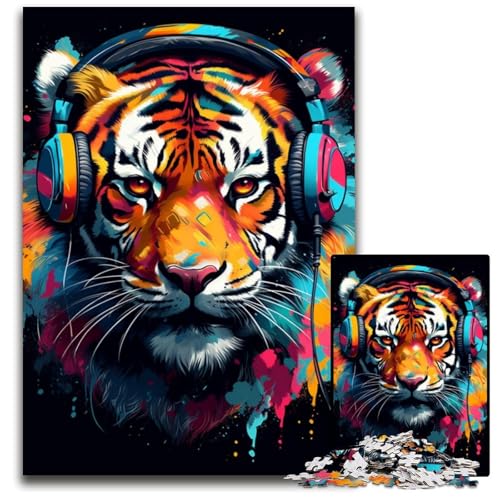 Wilde Bunte Tiger Puzzles für Erwachsene 1000 Teile Puzzles für Erwachsene Heimdekoration Denksportspiel für Teenager und Familieninteraktion 1000 Teile (38 x 26 cm) von ABKXDMZK