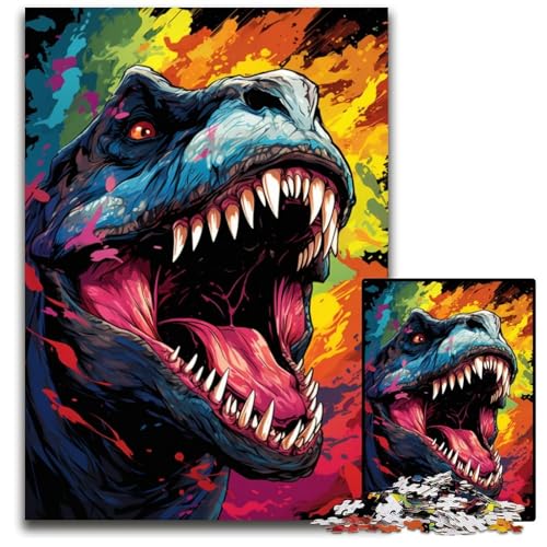 Wilde Dinosaurier Malpuzzles für 1000 Teile Papierpuzzles für Erwachsene Heimdekoration und Urlaubsspaß 1000 Teile (38 x 26 cm) von ABKXDMZK
