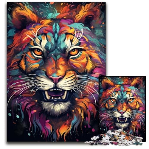 Wilde Malerei exotischer Tiger Puzzle für Erwachsene 1000 Teile Puzzle für Erwachsene Geschenk für Männer und Frauen Alltag und besondere Anlässe 1000 Teile (38 x 26 cm) von ABKXDMZK