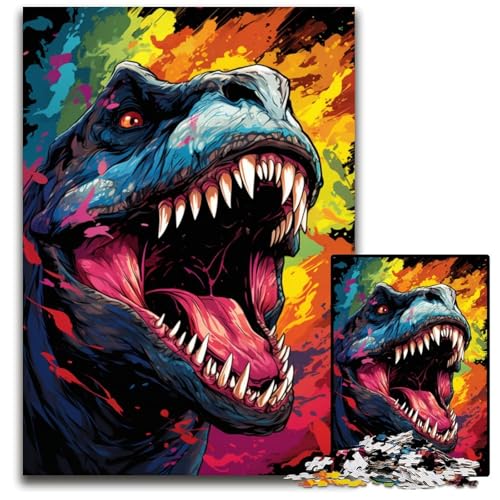 Wildes Dinosaurier Gemälde 1000 Teile Puzzle Geschenke schwierige Puzzles für Erwachsene pädagogisches Denkspiel künstlerische Heim und Bürodekoration Alter 1000 PCS (75 x 50 cm) von ABKXDMZK