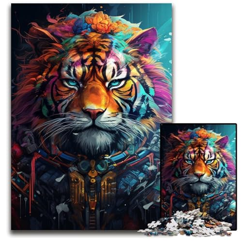 Wildes Gemälde exotischer Tiger Puzzle 1000 Teile Puzzle für Erwachsene perfekt für Familienspaß an Weihnachten Thanksgiving Geburtstagen und Ostern 1000 Teile (75 x 50 cm) von ABKXDMZK