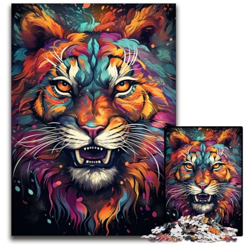 Wildes Gemälde exotischer Tiger Puzzle 1000 Teile schwierige Puzzles für Erwachsene interaktives Familienspiel Gehirn Herausforderung Lernspielzeug 1000 Teile (75 x 50 cm) von ABKXDMZK