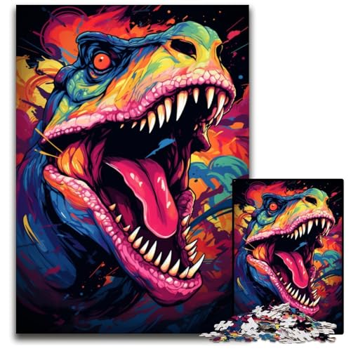 Wildes farbenfrohes Dinosaurier Puzzle mit 1000 Teilen schwierige Puzzles für Erwachsene interaktives Familienspiel Gehirn Herausforderung Lernspielzeug 1000 Teile (75 x 50 cm) von ABKXDMZK