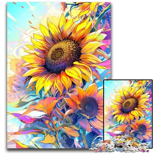 Wunderschönes Sonnenblumen Puzzle mit 1000 Teilen schwierige Puzzles für Erwachsene interaktives Familienspiel Gehirn Herausforderung Lernspielzeug 1000 Teile (38 x 26 cm) von ABKXDMZK