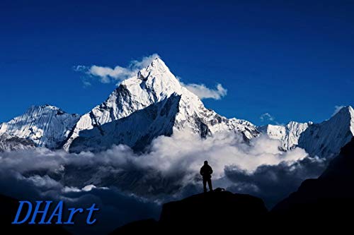 DHArt 1000 Piece Jigsaw Puzzle Man Hiking Silhouette In Mount Everest Himalayan Mountains Large Puzzle for Educational Gift Home Decor von ABLERTRADE