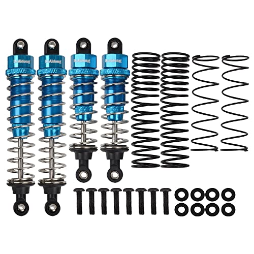 RC-Zubehör 4 STÜCKE Aluminium Front- und Heckstoßdämpfer-Dämpfer-Kit for Tamiya DT-02 DF-02 DT-03 TT-02B 1/10 RC Buggy Car Chassis Upgrade Parts (Color : Blauw) von ABLOOX