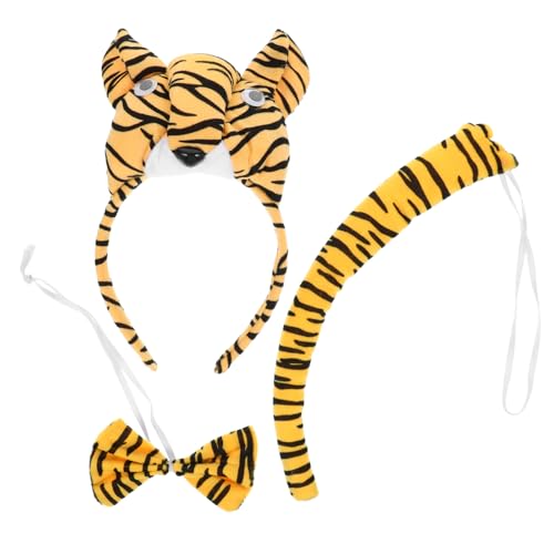 ABOOFAN 1 Satz Tigerkleid -Requisiten Tiger Ohrstirnband Tierverfolgung gefülltes Tier Tiger-Fliege Halloween gefülltes Stirnband Tigerkostüme Tigerohren Eisendraht von ABOOFAN