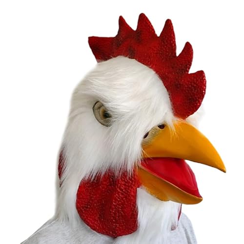 ABOOFAN 1 x Kopfmaske, Hahnenkopf, Hahnenmaske, Kostümhut, Plüsch, Huhn, weiß, Küken, Hahnkopfbedeckung ABOOFAN 1 x Kopfmaske, Hahnenkopf, Hahnenmaske, Kostümhut, Plüsch, Huhn, weiß, Küken, Hahnkopfbedeckung von ABOOFAN