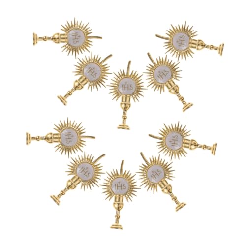 ABOOFAN 10 Stück Kirchendekorationen religiöse Ornamente christliche Taufe-Dessert- Religion-Cupcake-Topper Tortenaufsätze für Geburtstage Dekore für Religionsparty Legierung Golden von ABOOFAN