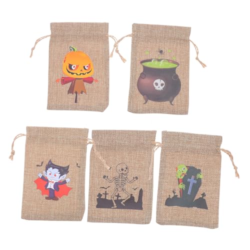 ABOOFAN 10stücke Halloween-leckerli-taschen Aus Jute Mit Kordelzug Für Süßigkeiten Snacks Und Partygeschenke Festlicher Druck Robust Und Wiederverwendbar von ABOOFAN