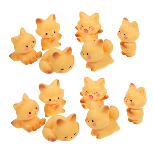 ABOOFAN 12 Mini-Fuchs-Ornamente: Tierstatue Aus Kunstharz Für Das Armaturenbrett des Autos – Minifiguren Für Dessert-displays – Hochzeitstischdekoration Und Babyparty- von ABOOFAN