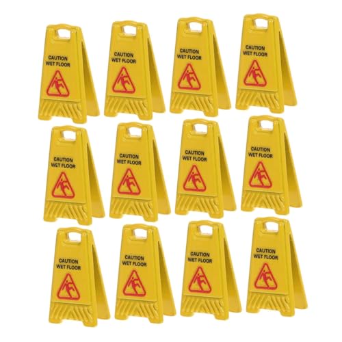 ABOOFAN 12 Stück Schieben Sie Warnschild Vorsichtig Dollhouse Slippery Boden Sicherheitsschild Dollhouse Wet Floor Education Miniatursicherheitswarnzeichen Plastik von ABOOFAN