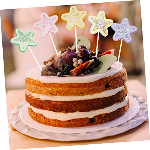ABOOFAN 12 Stück Teiliges Cake Topper Glänzende Bunte Stern Dekorationen Wiederverwendbare Party Props Vielseitig Einsetzbar für Geburtstagstorten Cupcakes und Festliche Anlässe von ABOOFAN