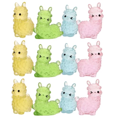 ABOOFAN 12 Stück Teiliges Miniatur Resin Alpaka Figuren Niedliche Leuchtende Tiere für Puppenhaus Aquarium Ornamente Kleine Tierfiguren aus Robustem Kunstharz für Miniaturgärten und von ABOOFAN