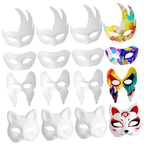 ABOOFAN 12 Stück Teiliges Papiermasken Katzen Schmetterling Weiß Blanko Masken zum Bemalen Cosplay Party Halloween Kostüm DIY Kreative Verkleidung ABOOFAN 12 Stück Teiliges Papiermasken Katzen Schmetterling Weiß Blanko Masken zum Bemalen Cosplay Party Halloween Kostüm DIY Kreative Verkleidung von ABOOFAN