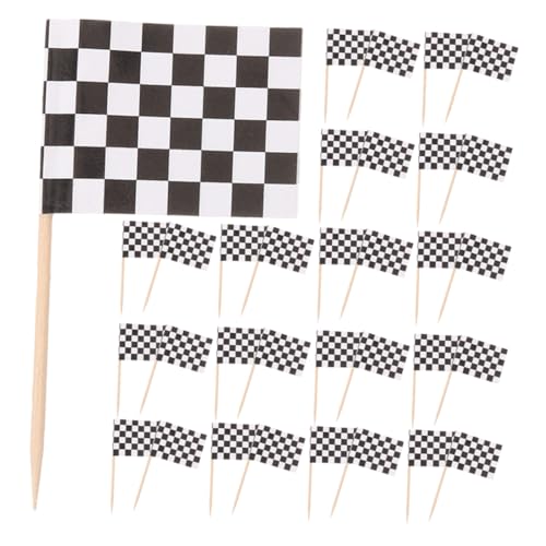 ABOOFAN 120 Stück Rennflaggen Zahnstocher Mini Checkered Racing Cupcake Toppers für Partydekorationen und Geburtstagsfeiern von ABOOFAN
