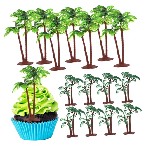 ABOOFAN 16 Stück Kuchendekoration Aus Kokosnuss Palmen Kokosnussbaumkuchen -topper Verlassen Mini-kokosnussbaum Klein Drinnen Tropischer Kuchendeckel Baumkuchendekorationen Plastik von ABOOFAN