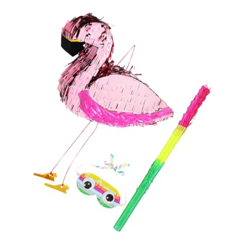 ABOOFAN 1Satz Flamingo Piñata mit Augenmaske und Stock Tropisches Partyzubehör für Kindergeburtstag Poolparty und Hawaii Luau Wiederverwendbare Dekoration Leuchtenden Farben Rosa von ABOOFAN
