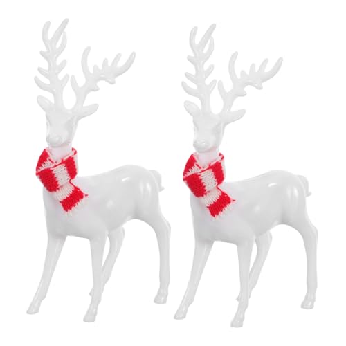 ABOOFAN 2 Elchstatuen Mit Schal Weihnachts Hirschfigur Schal Hirschfiguren Rentierfiguren Tafelaufsatz Weihnachts Hirschstatuen Kaminsims Elchfiguren Tisch Elchfiguren Weiß von ABOOFAN