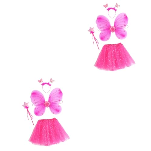 ABOOFAN 2 Sätze Schmetterlingsflügel vierteiliges Set Prinzessinnenkleider für Mädchen Tutu-Rock für Kleinkinder Prinzessin Spielzeug Make-up-Stirnband Kleiderset für Mädchen Feenrock von ABOOFAN