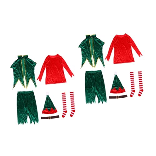 ABOOFAN 2 Sets Passende Roben Für Paare Herrenanzüge Herrenbekleidung Weihnachtsmann-Helfer-Kostüm Für Herren Elfen-Kostüm Elfen-Overall Weihnachtsmann-Kostüm Weihnachtsmann-Kostüm von ABOOFAN