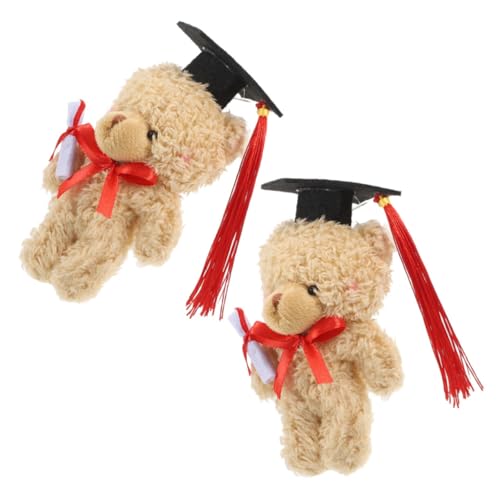 ABOOFAN 2 Stück Doktorbär Kuscheltier Plüschbär mit Talarmütze Weiches Abschluss mit Blumenstrauß Verpackung für Graduation Feier und Abschlusszeremonie von ABOOFAN