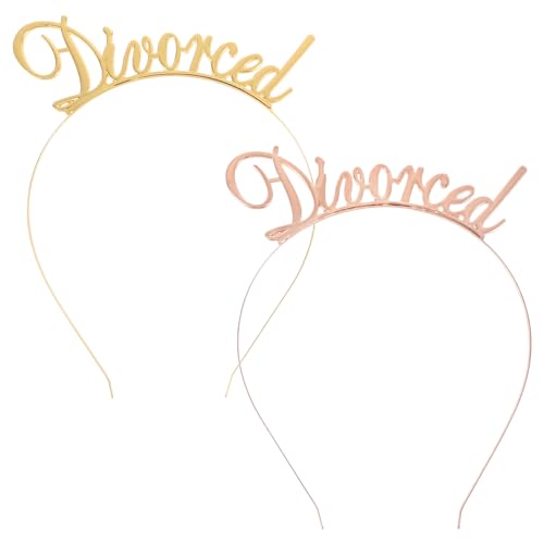 ABOOFAN 2 x Scheidungs-Stirnband, Haargummis für Frauen, geschiedenes Haarband, Buchstaben, Haarband, Foto-Ornament, Damengeschenke, Buchstaben, Kopfschmuck, Damen-Haarschmuck, Partyhut, Krone, von ABOOFAN
