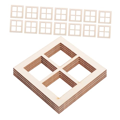 ABOOFAN 24 Stück Holz Miniaturfenster für DIY Realistische Minihäuser Mini Holzmodelle zum Bemalen Dekoration für Puppenhausliebhaber von ABOOFAN