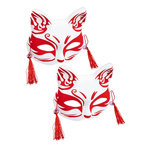 ABOOFAN 2st Fuchs Maske Cosplay-kabuki-maske Weiße Fuchsmasken Maskerade Katzenmasken Fuchsmasken Mit Quaste Wiederverwendbare Partymaske Kitsune-cosplay Kleidungsstücke Kind Pvc Behaart von ABOOFAN