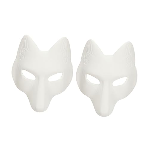 ABOOFAN 2st Fuchs Maske Weiße Papiermaske Selber Machen Entzückende Maske Cartoon-halloween-maske Cartoon-party-maske Katzenmaske Weiße Diy-maske Maskerade-maske Masken Tier Eva Kleidung von ABOOFAN