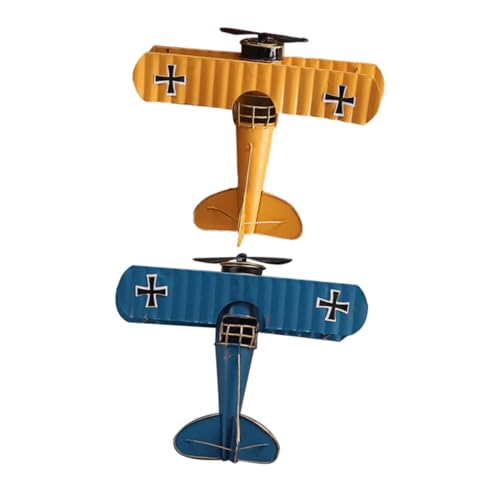 ABOOFAN 2stücke Metall-flugzeugmodell Vintage-Flugzeug-Ornament Doppeldeckermodell Aus Metall Retro-Flugzeug-Dekoration Für Bücherregal Tischdisplay Wohn-Dekoration von ABOOFAN