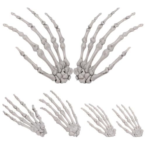 ABOOFAN 3 Paare Halloween Skelett Hände Dekoration Gruselige Hand Ornamente für Spukhaus und Partys Fadensicheres Material Kreative Halloween Verzierungen von ABOOFAN